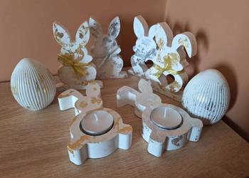 Dekoracje wielkanocne pisanki zajączki Wielkanoc wiosna figurki gipsowe