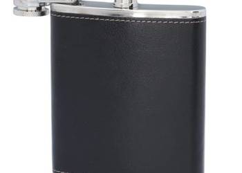 Piersiówka ze Stali Nierdzewnej Czarna Eko-Skóra 7 OZ ok. 210 ml Gentelo