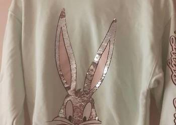 Bluza miętowa z kapturem dla dziewczynki firmy ZARA r. 164 królik Bugs