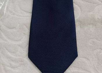 SuitConnection/ Granatowy krawat Jedwabny z Londynu, NOWY