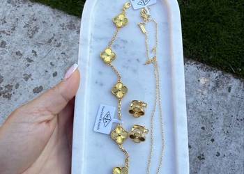 Zestaw na van Cleef & arpels bransoletka naszyjnik kolczyki laser Alhambra