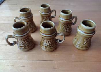 kufelki ceramiczne Kubuś Mirostowice PRL wys. 9 cm. 6 szt.