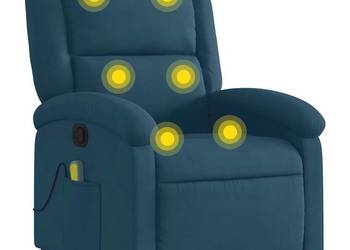 vidaXL Rozkładany fotel masujący, niebieski, obity aksamitem(SKU:371818)