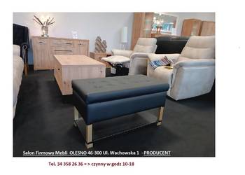 Nowa Pufa 90cm , SKÓRA NATURALNA- Czarna, -50% Wyprzedaż = PRODUCENT Olesno