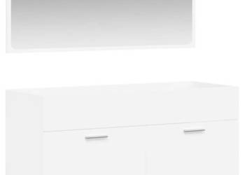 Szafka łazienkowa z lustrem biała materiał drewnopochodny WM-833884