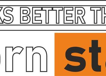 Naklejka napis WORKS BETTER THAN A PORN STAR 500x185mm biała bez tła