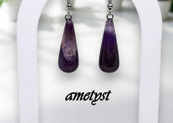 Kolczyki z AMETYSTU, ametyst, sople, krople #582
