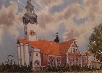kościół Matki Boskiej Czestochowskiej w Starachowicach. akwarela 20x30