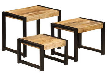 Stoliki wsuwane pod siebie 3 szt. lite drewno mango WM-247404