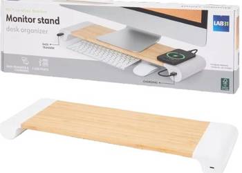 Stojak na Monitor LAB31 Bambusowy 55x17 cm z 2x USB