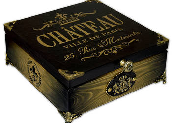 duża HERBACIARKA drewniana CHATEAU Ville de Paris 9 przegród