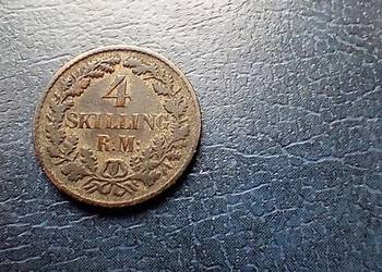 Stare monety 4 skilling 1854 Dania srebro