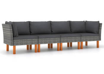 4-osobowa sofa ogrodowa z poduszkami polirattan szara WM-3059708