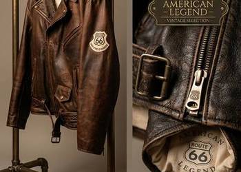 Męska Ramoneska Skórzana Route 66 – Vintage Buffalo Nappa Leather (Rozmiar