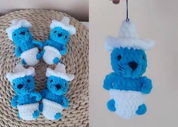 Szydełkowy brelok do kluczy, szydełkowy smurf kot