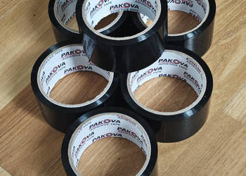 Zestaw 6 szt. Taśma Pakowa Czarna PAKOVA 48mm / 50y Nowa