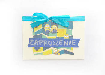 minionki zaproszenie puste, bajkowe zaproszenia dla dzieci