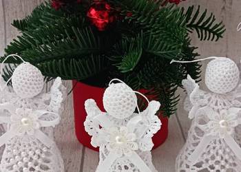 Szydełkowe aniołki rękodzieło chrzest komunia podziękowania