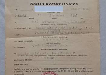 Karta rzemieślnicza - szewc. Miejska Rada Narodowa Szczecin, 1956 r.