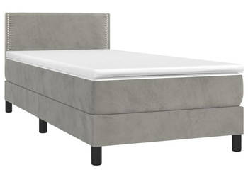 Łóżko kontynentalne z materacem i LED szare aksamit 100x200cm WM-3134327