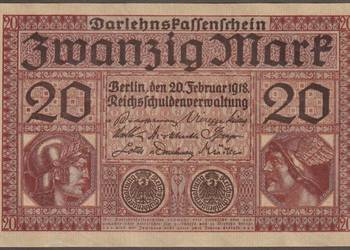 NIEMCY 20 MAREK 1918 - STAN BANKOWY UNC -