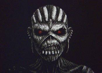 Eddie Iron Maiden Ręcznie grawerowany obraz w blasze ...