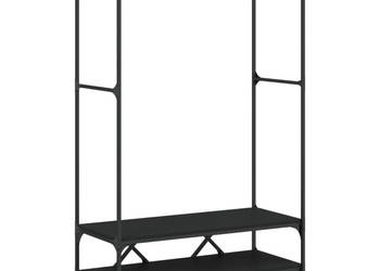 Wieszak na ubrania z półkami czarny materiał drewnopochodny WM-834200