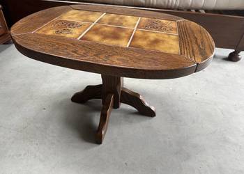 Ładna dębowa ława z płytkami 70cm- meble holenderskie