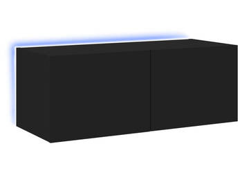 Ścienna szafka TV z LED czarna 80x35x31 cm WM-837283