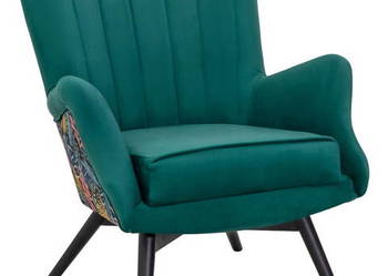 Nowoczesny fotel tapicerowany SYLWIA Butelkowa Zieleń