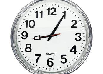 Klasyczny okrągły zegar ścienny quartz – lata 90., średnica 39 cm, sprawny