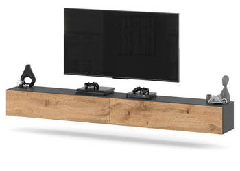 Szafka Rtv Wisząca 280cm Loft Pojemna Pod Telewizor Salon Szary Dąb Wotan