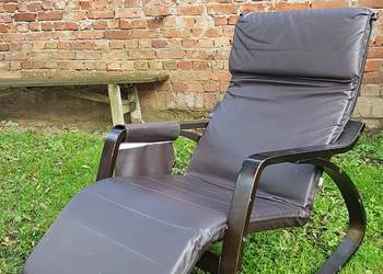 fotel relax ze skórzanym siedziskiem