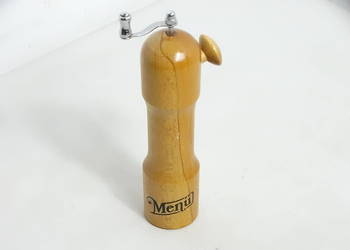 Drewniany młyn do pieprzu / soli Menü z korbką retro vintage – 21,5 cm