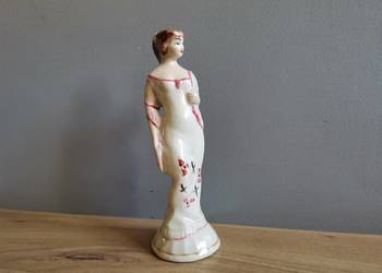 Stara figurka Dama z szalem porcelana Steatyt Katowice Zygmunt Buksowcz PRL
