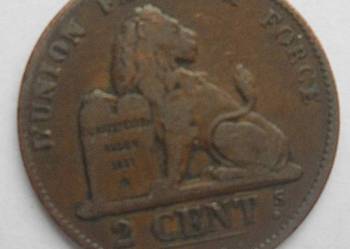 BELGIA-2 CENTIMES-1870 r-MIEDZ-(FERDYNAND ||)