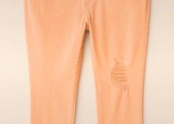 Bawełniane dżinsy morelowe z przetarciem Bonprix plus size 48 idealny stan