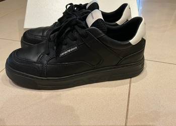 Sneakersy Skórzane Czarno Białe Męskie Emporio Armani rozm 44 j Nowe