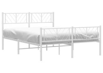Łóżko Metalowe Białe Rama Łóżka Ze Stelażem Biała 135x190 cm WM-372245