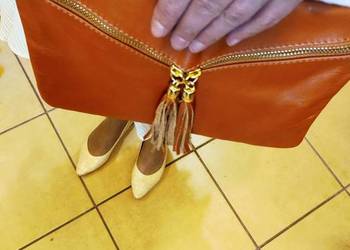 Genuine Leather made in italy torebka kopertówka z naturalnej skóry