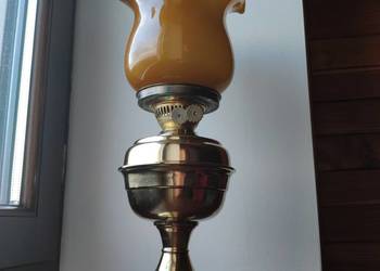 Duża stara angielska mosiężna lampa naftowa nr 1