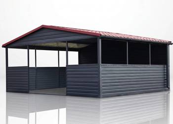 Wiata Śmietnikowa 6x5 Ciemny Grafit MAT Dach dwuspadowy Ciemna Wiśnia