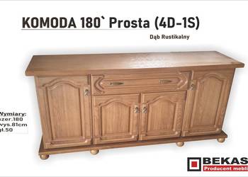 Śliczna Komoda 180 ` Prosta (4D-1S) Dąb Naturalny Bekas