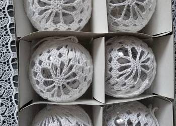 Zestaw 6 sztuk bombek na choinkę 8 cm średnicy. Ozdoby świąteczne. Białe bo