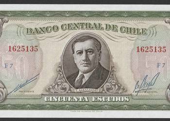 CHILE 50 ESCUDOS 1960 - STAN BANKOWY UNC
