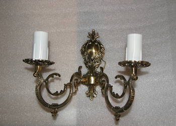 Kinkiet Mosiężny Podwójny Zdobiony Złoty Iżyk