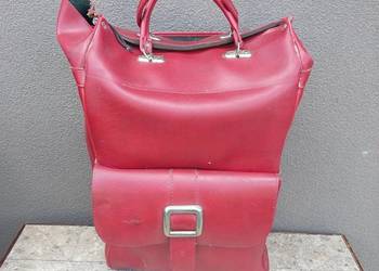 6 Stara torba duża czerwona PRL dekoracja rekwizyt