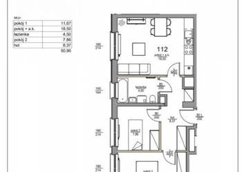 Mieszkanie Warszawa 50.9m2 3 pokoje