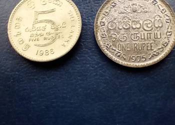 Stare monety 5 rupi 1986 i 1 rupia 1975 Sri Lanka