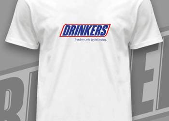 T-shirt męski, koszulka z nadrukiem DRINKERS jak Snickers